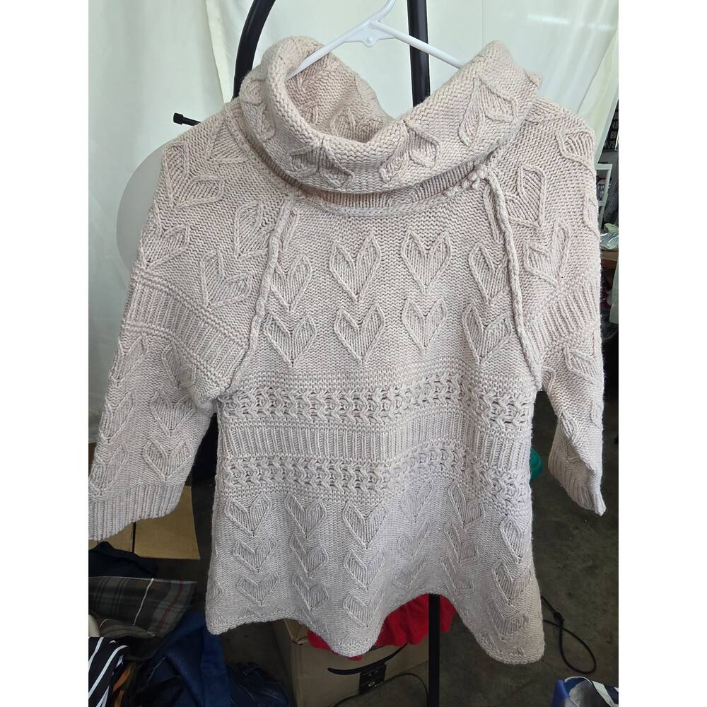 Heart Cable Knit Sweater Cream Women